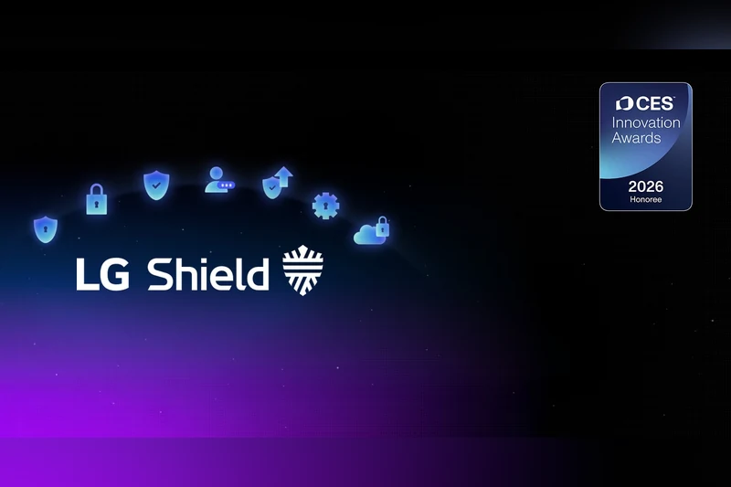 LG Shield security emblem with icons for privacy, data security and system protection.