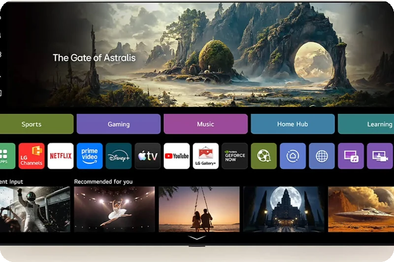 LG webOS home screen showing personalized recommendations after AI Voice ID recognizes the viewer.