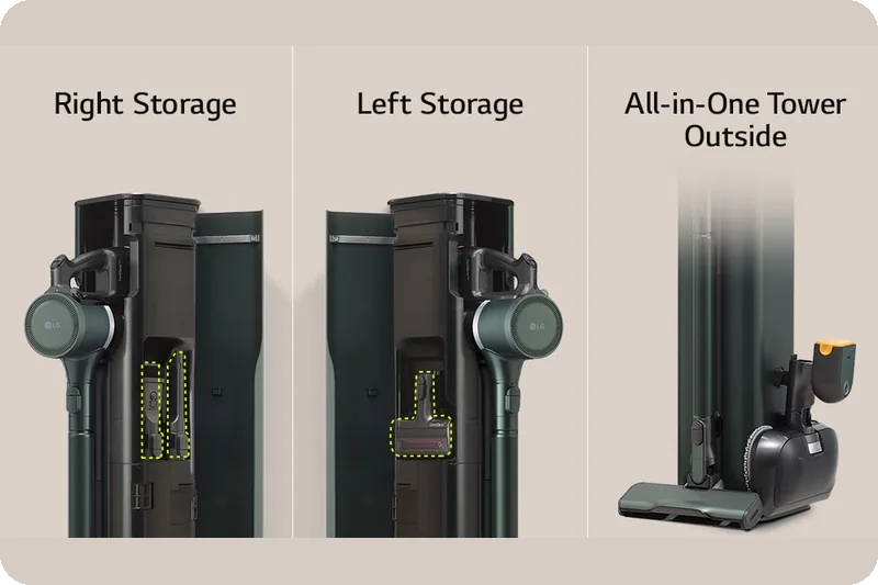 LG CordZero A9X-RSTEAM All-in-One Tower accessory storage