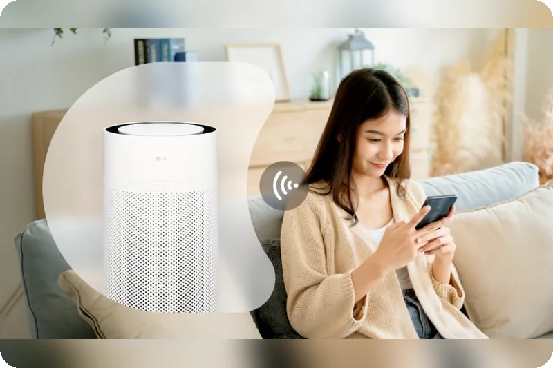 LG PuriCare AS35GGW10 LG ThinQ app monitoring and control