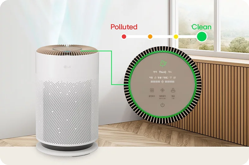LG PuriCare AS60GHCG0 color-coded air-quality indicator