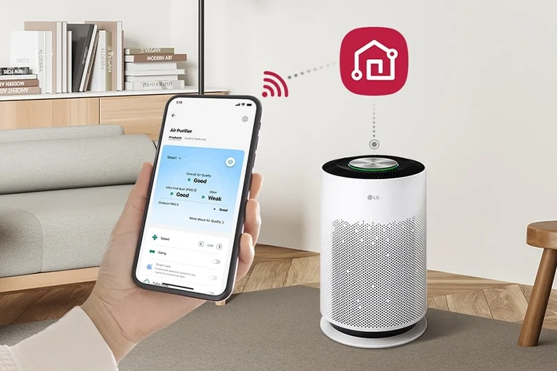 LG ThinQ mobile control for the LG PuriCare AS60GHWG0 air purifier
