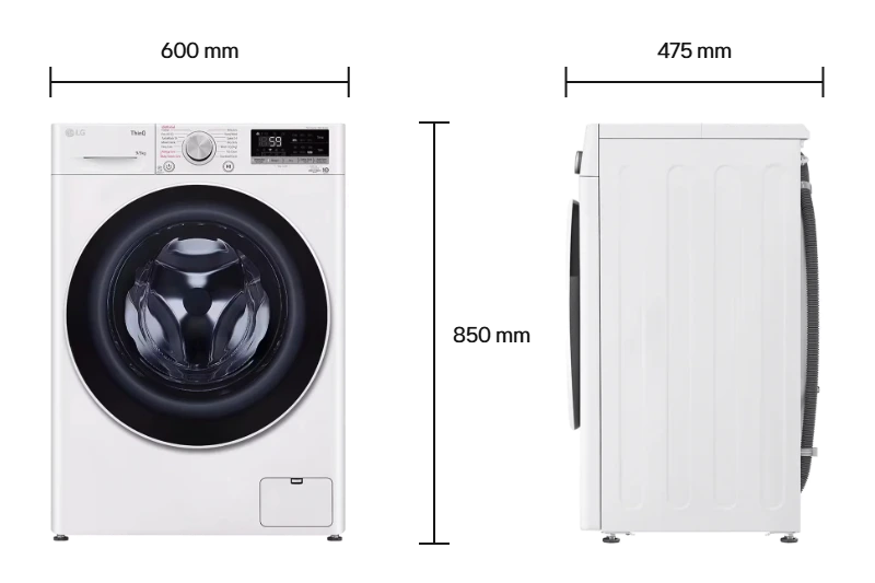 LG Washer Dryer FV1209D4W Size