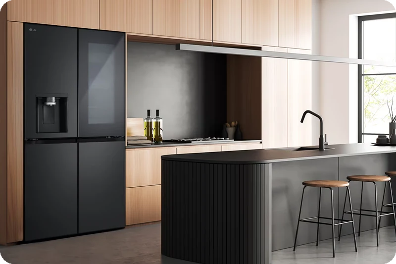 Modern kitchen interior with the LG GC-G22FFQAB InstaView refrigerator