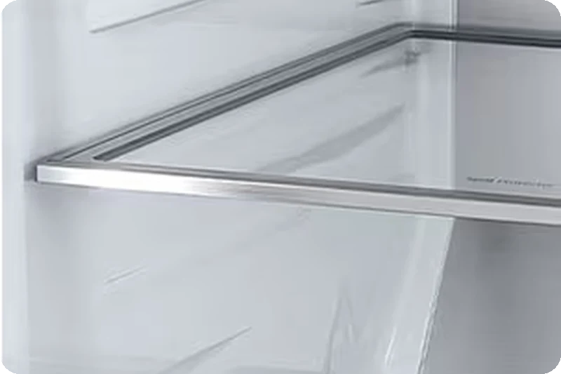 Metallic shelf decoration inside the LG refrigerator