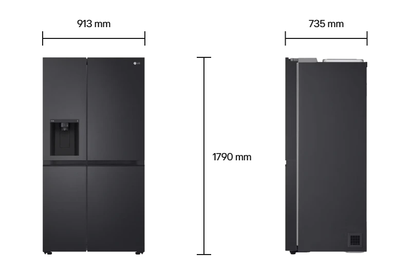 LG Side-by-Side GC-L257KQKR Size