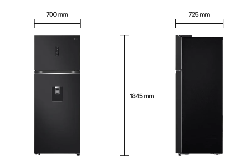 LG Top Freezer GN-F452PQAK Size