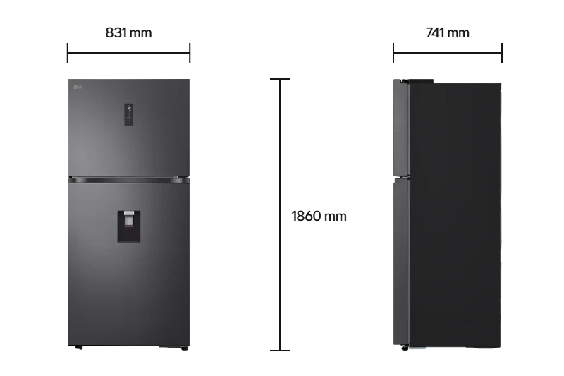 LG Top Freezer GRTF622PQHR Size