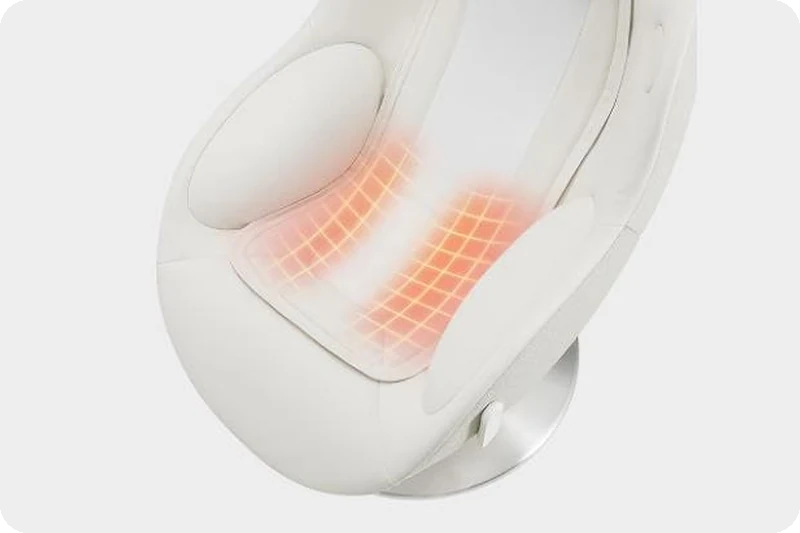 Lower-back heated-seat area highlighted on the LG Arte massage chair.