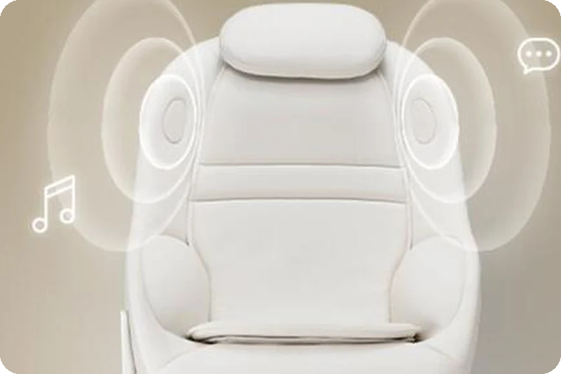Bluetooth audio playing through the hidden speakers in the LG Arte massage chair.