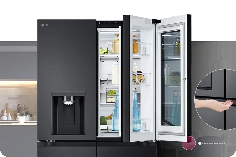 LG InstaView refrigerator with its Door-in-Door compartment open