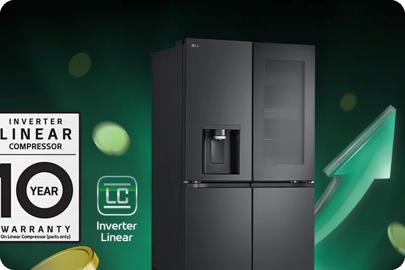 LG refrigerator inverter compressor energy-saving illustration