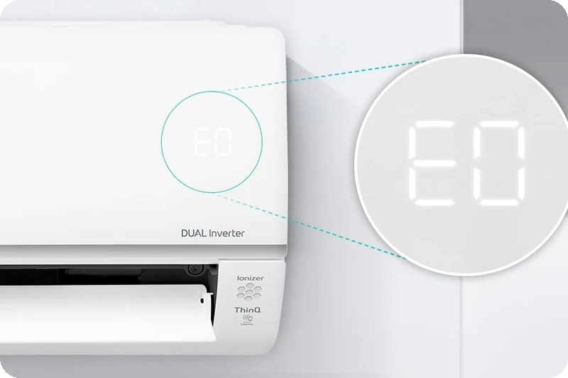 LG air conditioner LED display indicating kW Manager operation.