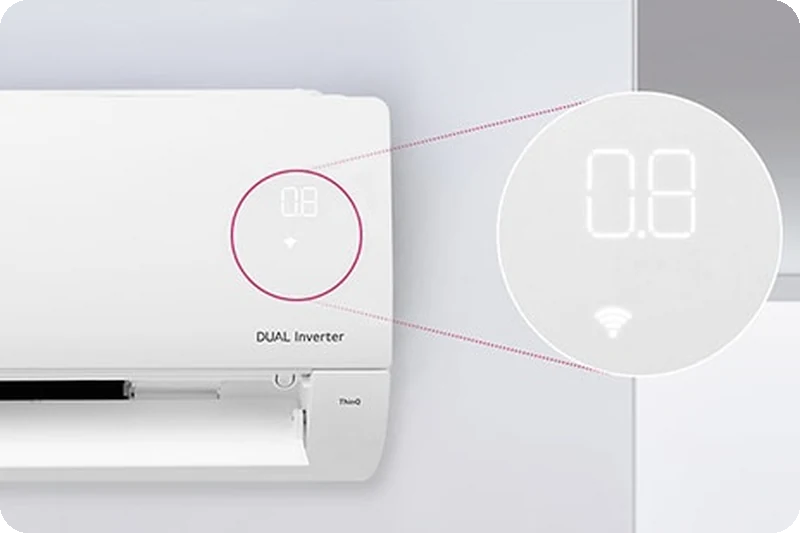 LG air-conditioner display showing energy-consumption information.