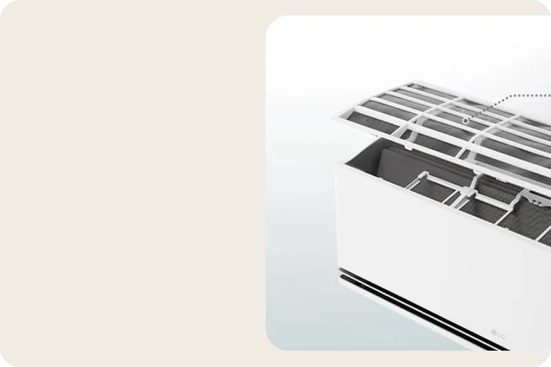 LG air conditioner pre-filter capturing large dust particles.