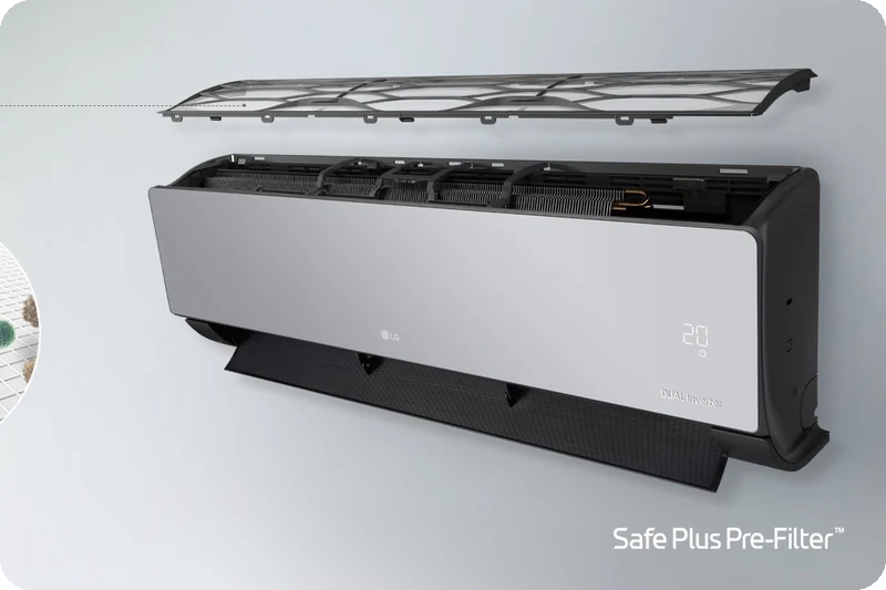 LG ARTCOOL pre-filter trapping large dust particles.