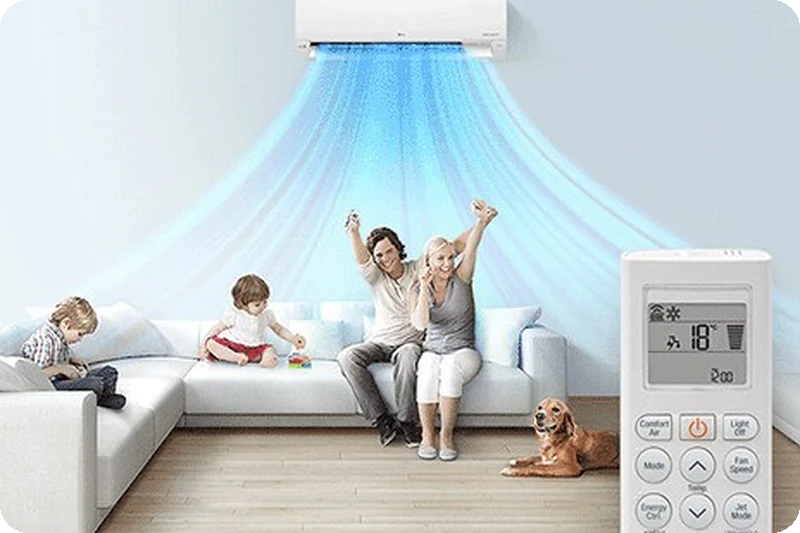 Four selectable energy-consumption levels for LG air conditioning.