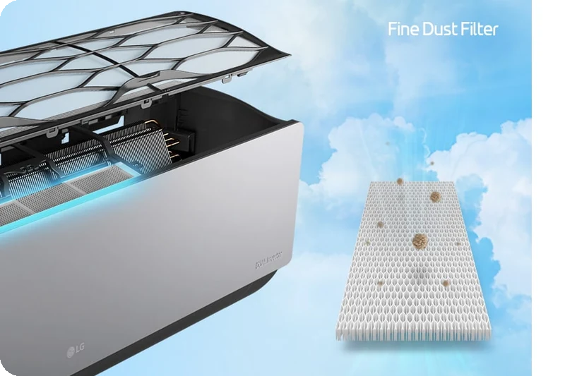 LG ARTCOOL Allergy Filter helping capture airborne allergy-causing substances.