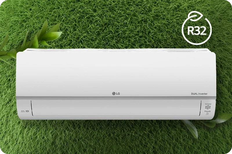 R32 refrigerant information for the LG air conditioner.