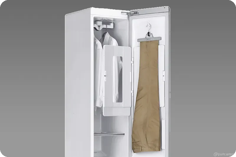 LG Styler pants press creating a crisp crease.
