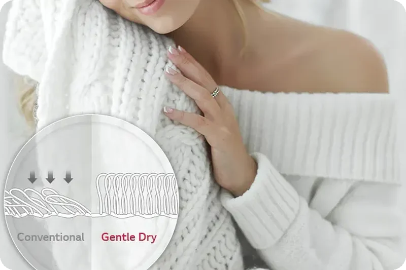 LG Styler gently drying delicate clothes.