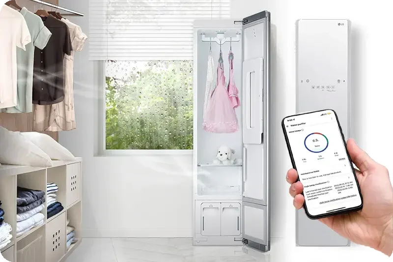LG ThinQ app providing remote control of LG Styler.