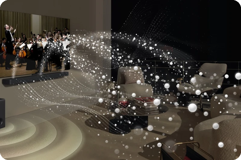 WOW Orchestra synchronizing sound from an LG television, S90TY Soundbar and subwoofer.