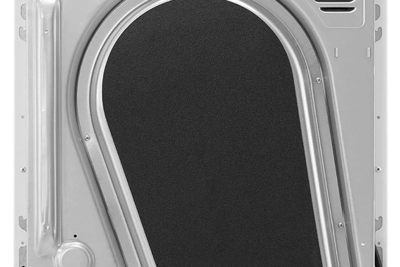 Rear view of the LG ventless heat-pump dryer and its condenser system.